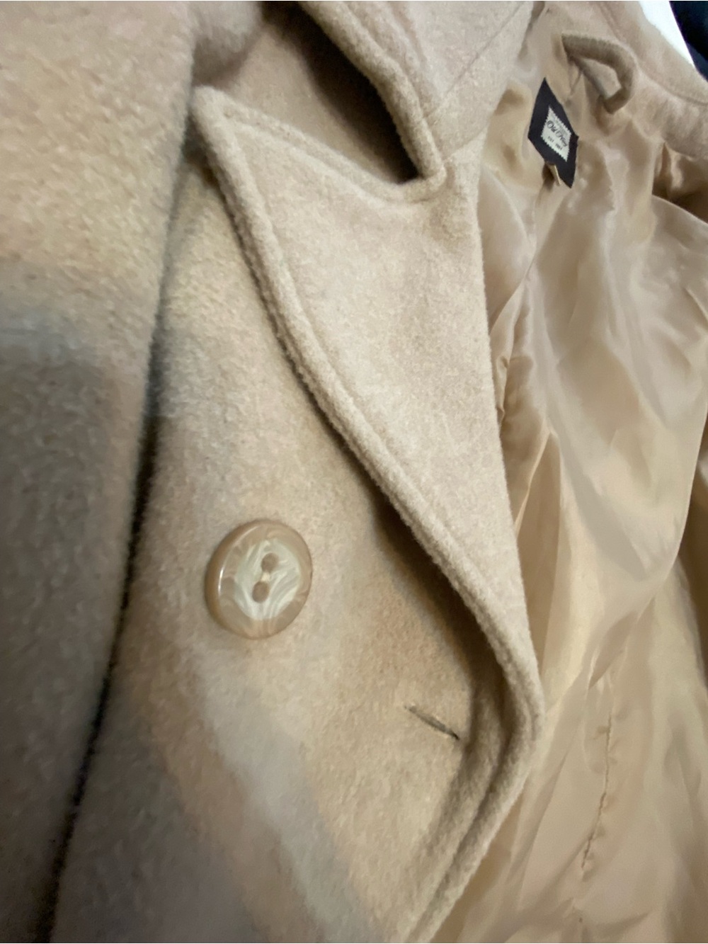 Old Navy Tan Italian Wool Blend Double-Breasted Pea Coat - Picture 10 of 10